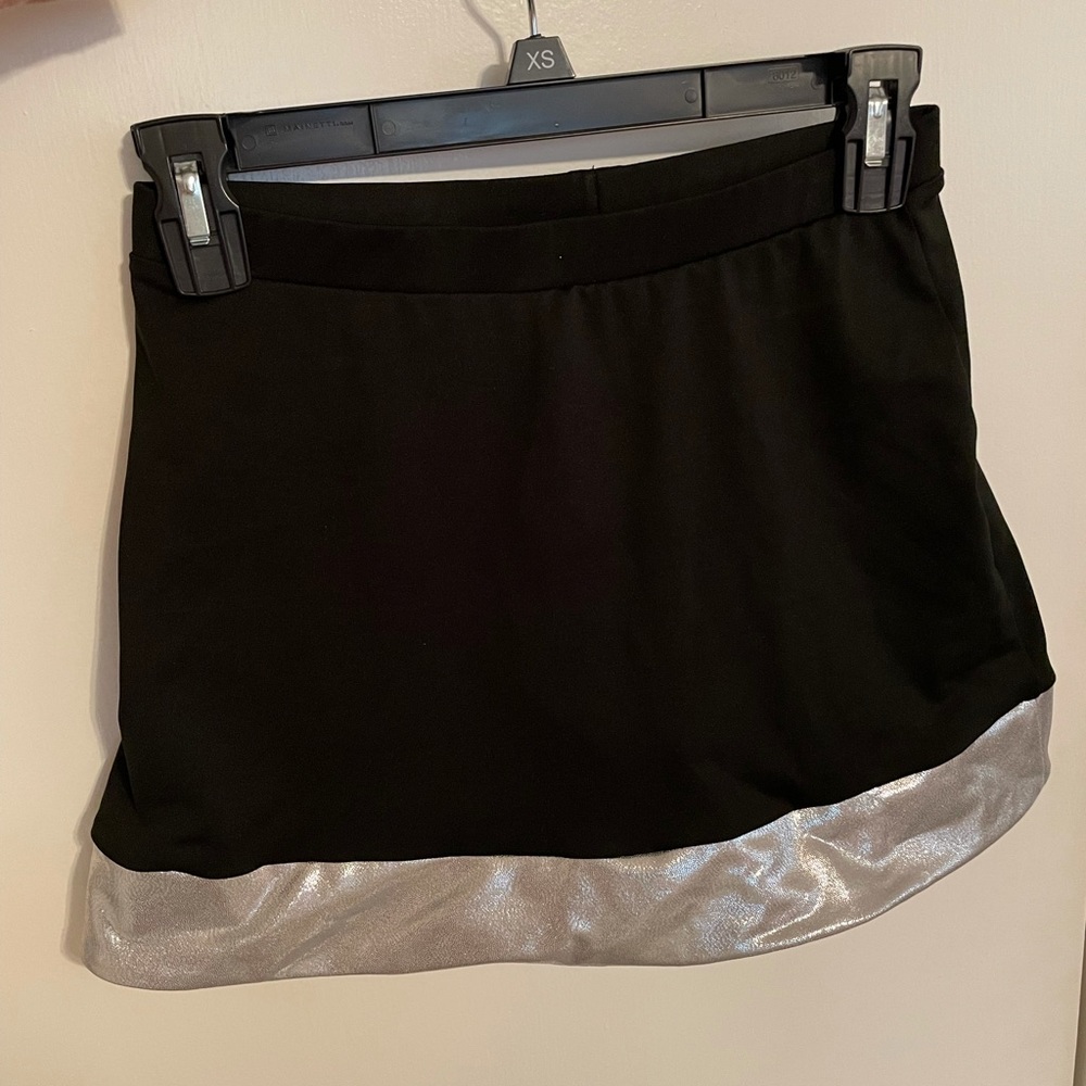 Varsity black skort with silver trim.